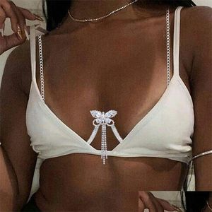 Outros Zircon Borboleta Suporte de Peito Bras Cadeia Corpo Jóias para Mulheres Y Bra Harness Lingerie Colar Presente 221008 Drop Delivery Dh1Ck