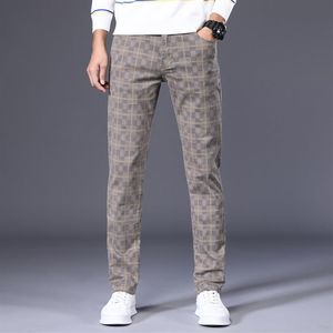 Calças de brim xadrez para homens calças jeans retas homens soltos na altura do tornozelo jeans masculino xadrez casual streetweat roupas coreanas 2923