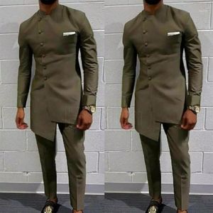 Vintage African Clothing for Men Men's Long Wedding Suit Men Atrire Groom's Suit Slim Blazers Fit Mens Coat Jacket Pant174s