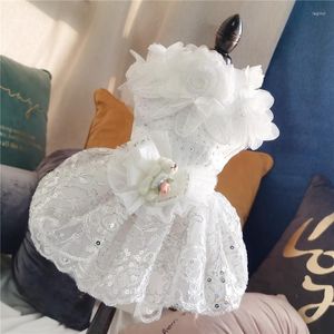 Dog Apparel Lace Dress Wedding Bear White Yarn Dresses For Small Dogs Girls Print Cute Clothing