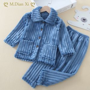 Conjuntos de roupas crianças meninos meninas outono inverno grosso quente macio flanela pijama dormir pijama para roupas 230907