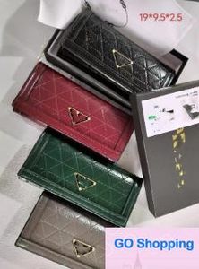 Portafoglio da donna in poliuretano lungo tre pieghe portafoglio multi-slot per carte con fibbia coreana con fibbia a rombo
