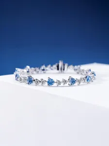 2023 Luxury Quality Charm -armband med blå och vit diamant har stämpel Silverpläterad PS7636B