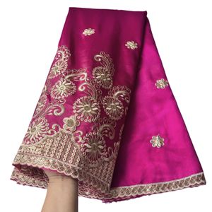 2023 nuevo africano Rosa rojo George encaje tela bordado Floral costura artesanía fiesta banquete vestidos alta calidad YQ-5020