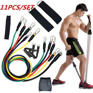 11 pçs / set exercícios faixas de resistência tubos de látex pedal excerciser corpo casa ginásio treinamento de fitness treino yoga elástico puxar corda eq274k