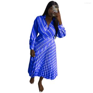 Casual Dresses Elegant Women Dress Female Long Sleeve Robe Girl's V Neck Streetwear Vestidos Lady's Stripped