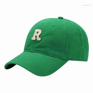 R letter designer hat Korean Version Soft Top Versatile Female Curved Eaves Shading Autumn and Winter New Ins Fashion Klein Blue 6RFY