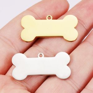 Charms 20Pcs/Lot 31*16mm Mirror Polished Stainless Steel Pet ID Tag Dog Bone Charms DIY Dog Pet Pendant Jewelry 230907