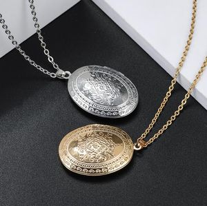 Hänge halsband guld sier färg diy retro flytande locket form mönster necaklace kvinnliga kvinnliga damer flickor gåva mode smycken oteia