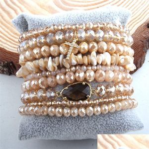 Armreif Rh Modedesigner Perlenarmband Set Glas Kristall 9 Stück Armbänder Armreifen für Schmuck 220831 Drop Lieferung Dh7Oa