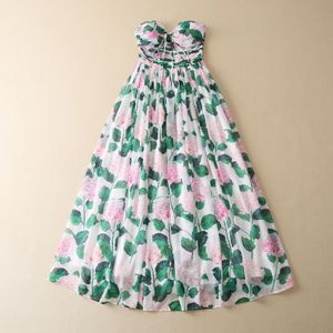 2023 Multicolor Floral Print Strapless Dress Sweetheart Neck Built-in Bra Classic Casual Dresses S2D201654