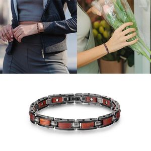 Link pulseiras rainso magnético pulseira de aço inoxidável para mulheres zebra pulseiras de madeira casal 2023 cura viking jewerly presentes
