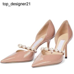 Nouveau 23ss élégant robe de mariée chaussures pompes dame sandales perles sangle marques de luxe pointus talons hauts marque de mode femmes marche talons hauts