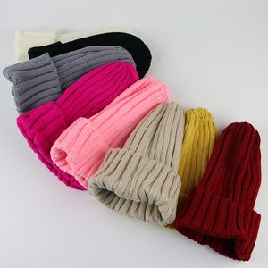 Caps Hats Topi Bayi Musim Dingin untuk Anak anak Rajut Hangat Aksesori Beanie Perempuan Laki laki Warna Polos Balita 230907