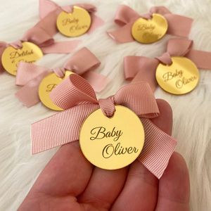 Other Event Party Supplies 30pcs Personalized Gold/Silver Round Confetti Wedding Decor Custom Bottle Labels Baptism Birthday Party Gift DIY Candy Tags 230907