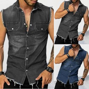 Gilet da uomo Moda Uomo Gilet di jeans Canotta Jeans lavati Gilet Uomo Cowboy Hip Hop Senza maniche Giacca streetwear Camicie tinta unita 230908