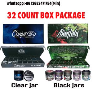 Empty 32 counts 3.5 grams Flower Alien Labs Connected Black Glass Jar Packaging Alienlabs Stickers 60ml Container Concentrate Monnrock CoOKIES Packs