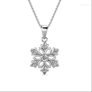 Colares de pingente 18k ouro branco com cristais floco de neve/flor colar para mulheres meninas adolescentes aniversário presente jóias