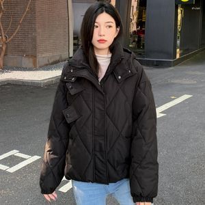 Kvinnors dike rockar mode vinterrock för kvinnor 2023 koreansk stil blixtlås överdimensionerade jackor huva löst tjocka varma kvinnor parkor