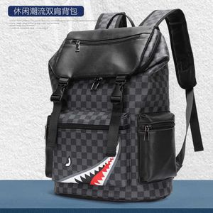 Mochila escolar tendência coreana casual mochila verificada PU impressa mochila impermeável resistente ao desgaste bolsa de computador de grande capacidade 230327
