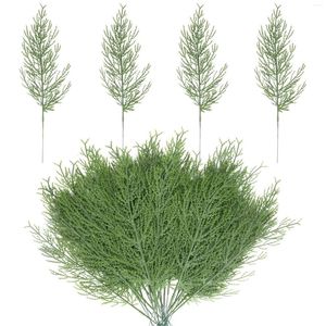 Decorative Flowers 12pcs Christmas Decoration Artificial Pine Needle Branch Plastic Fake Greenery DIY Garland Wreath Party Garden Home Decor