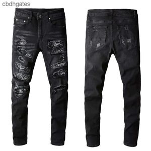 669 Jeans Mens Moda Jean 2023 Demin Amiirii High Purple Street Black Men's Wear Patched Shorts