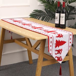 Weihnachtsdekorationen aus Strickwaren, Tischfahne, kreative Weihnachtstischfahne, Tischdekoration mit Weihnachtsmann, Dekoration für Zuhause