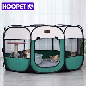 Dog Electronic Fences HOOPET kucing ruang pengiriman musim panas yang dapat dilepas tenda hewan peliharaan pagar lipat anjing luar ruangan kandang 230907