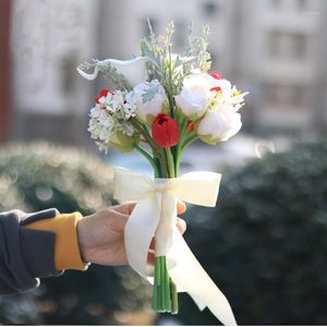 Dekorativa blommor röd serie Artficial calla Lily Bouquet Simulation Hybrid Flower Event Party Wedding Prop Festival Friend Gift