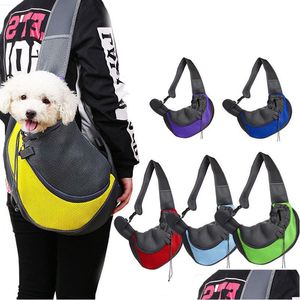 Trasportino per cani Borsa a tracolla per animali domestici Zaino per cani Borse da viaggio traspiranti in rete Borsa portatile per gatti e Shoder 6 colori Consegna a domicilio G Dhgarden Dhhcg