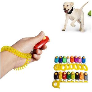 Dog Training Obedience 16 Colors Whistle Clicker Pet Click Agility Trainer Aid Wrist Lanyard Drop Delivery Home Garden Supplies Dhrq6