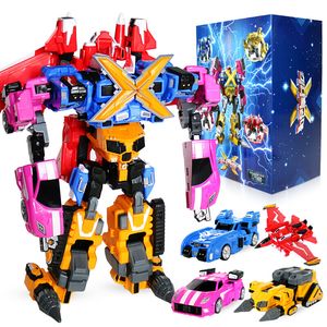 Action Toy Figures 4pcsset Mini Force Transformation Robot Toys Action Figures MiniForce X Simulation Car Airplane Deformation Mini Agent Toy 230908