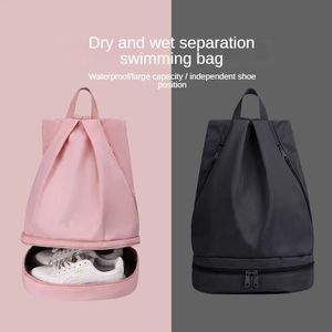 Outdoor-Taschen, wasserdichte Schwimmtasche, Nass- und Trockentrennung, Damen-Gymnastikrucksack mit Schuhfach, große Kapazität, Reisesportler, 230907