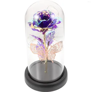 Decorative Flowers Preserved Flower Rose With Glass Dome Romantic For Valentines Day Wedding Anniversary