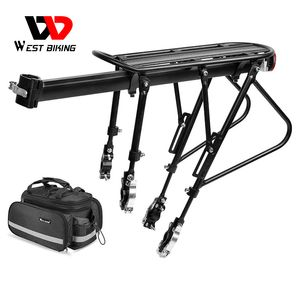 Bike Handlebars Components WEST BIKING Bicycle Luggage Rear Rack Shelf Cycling Seatpost Bag For 2029 Inch 140 KG Loadbearing Racks 230907