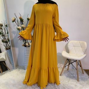 Ethnic Clothing Minimalist Casual Panels Women's Solid Color Flared Long Sleeves Swing Bohemian Maxi Skirt Robe Femme Musulmane