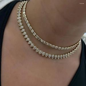 Catene con castone a forma di goccia con zirconi cubici 5A CZ Collana girocollo con catena da tennis per donna di alta qualità