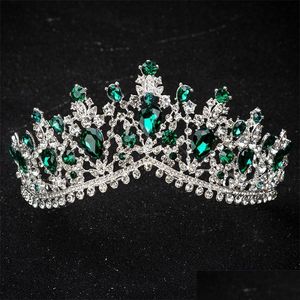 Biżuteria do włosów kmvexo europejski design kryształ wielki księżniczka koronki małżeństwo akcesoria ślubne tiary pannowanowe opaski na głowę kropla dostarcza dhteh