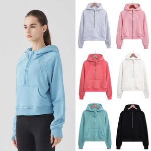 LL-220 Sports Coat Women's Half Zipper Hoodie tröja Löst mångsidig baseballdräkt Running Fitness Yoga Gym Clothing Jacket Top