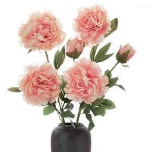 Decorative Flowers 90cm Big Peony Artificial Silk Flower Wedding Bouquet Decor White Home Display Fake Pack Heart Pink Rose