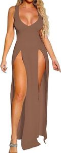 Сексуальный комплект Azhong, женское сексуальное цельное платье без рукавов с глубоким v-образным вырезом и высоким разрезом, облегающее клубное платьеLF230908