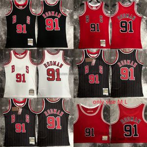Basket 91 Dennis Rodman Jersey retrò striscia nera 1995-96 beige rosso bianco 1997-98 maglie uomini donne