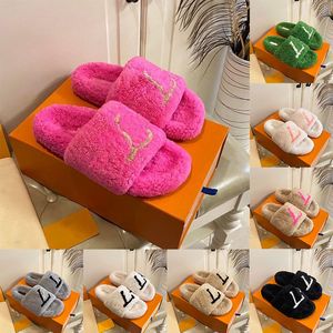 Top OG Original Designer Women Furry Slippers Luxury Fur slides Comfort Mule Fluffy Shoes Slip On Cloud White Black Pink Green Fuzzy Sliders Platform Loafers Slipper