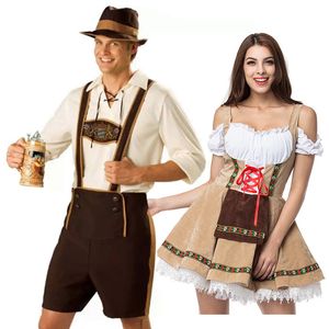 Tema Kostümü Geleneksel Çiftler Oktoberfest Kostüm Tavern Barmen Garson Kıyafet Cosplay Carnival Cadılar Bayramı Süslü Parti Elbise 230907