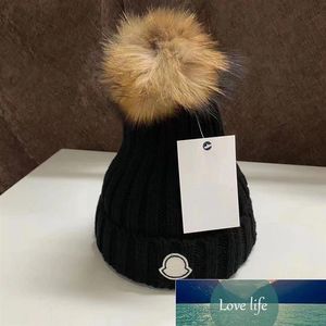 Black Gray White Pink Red New Fashion Women Ladies Warm Winter Beanie Large Faux Fur Pom Poms Bobble Hat Knitted Ski Cap Factory p283G