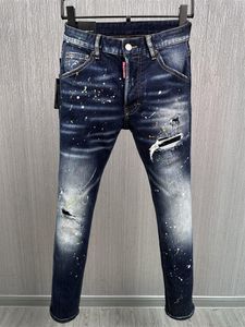 Pantaloni casual in denim autunno e inverno firmati da uomo Pantaloncini in denim strappati classici da uomo e da donna Motocicletta strappata indossata Jeans blu neri slim fit per motociclette