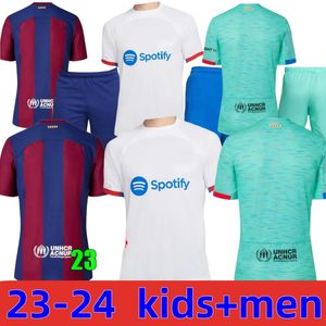 23 24 Lewandowski Soccer Jerseys Ansu Fati Barcelonas Camisetas de Football 2023 2024 F. de Jong Barca Pedri Gavi Ferran Raphinh Shirt Men Kids Kit Set Sets