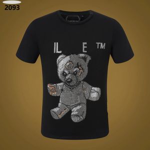 Yeni stil Phillip Sade Erkekler T-Shirt Tasarımcısı PP Kafatası Elmas T Shirt Kısa Kollu Dolar Brown Bear Bear Marka O boyun yüksek kaliteli kafatasları Paris T-Shirt PP Polo Gömlek PW2093