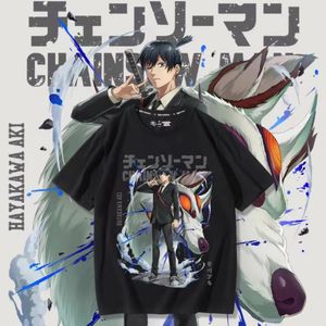 メンズ・TシャツHayakawa Anime Tshirt Chainsaw Man Manga Grapha Greadize Men Cotton Shorteve Tee Women Top Summer Coums 230907