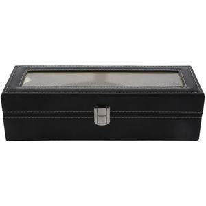 Titta på Case Leather Watch Box Jewelry Box Gift for Men 6 -fack - Black167h